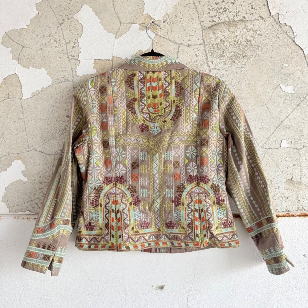 Coldwater Creek Embroidered Jacket Boho Aztec Bohemian Southwestern Blazer 12 - Picture 2 of 12